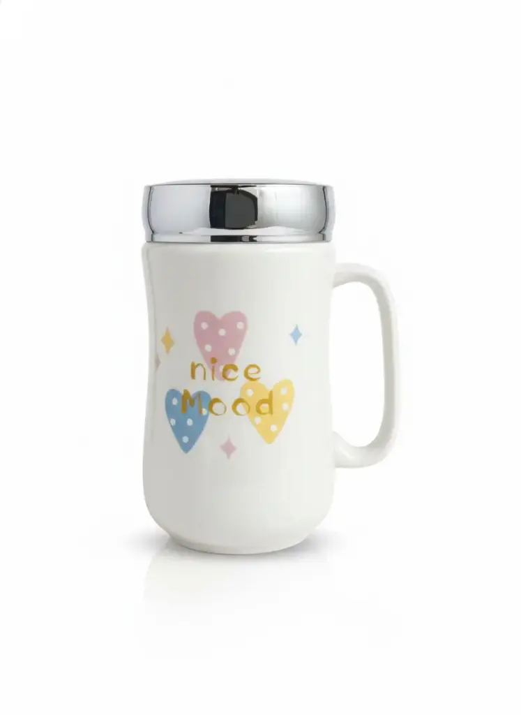 DJ2135 PORCELAIN HEART SERIES MUG WITH SCREW LID (WL-23)