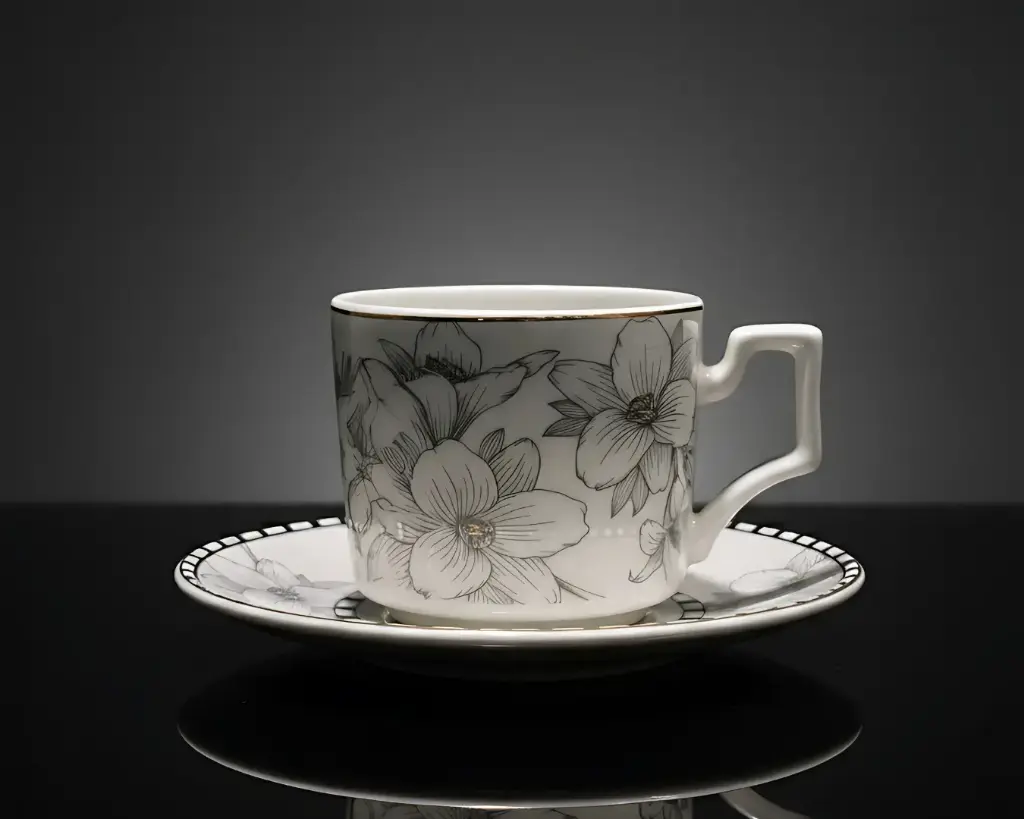 [6103] KARAKA 100ML 12PCS BONE CHINA CUP & SAUCER SET
