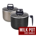[THE HARVEST] NON-STICK SIDE HANDLE MILK POT W/GLASS LID