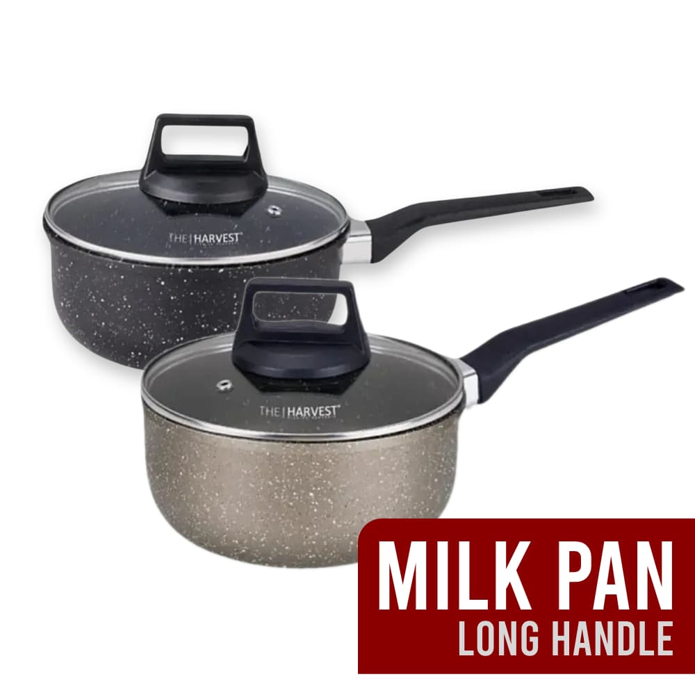 [THE HARVEST] NON-STICK LONG HANDLE MILK PAN W/GLASS LID