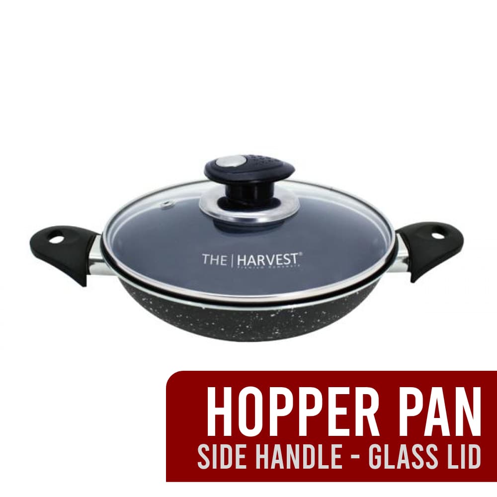 [THE HARVEST] NON-STICK SIDE HANDLE HOPPER PAN W/GLASS LID