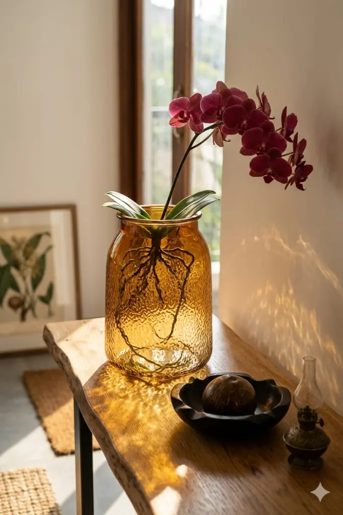 LZY3194 18DK Glass Amber Bottle Vase