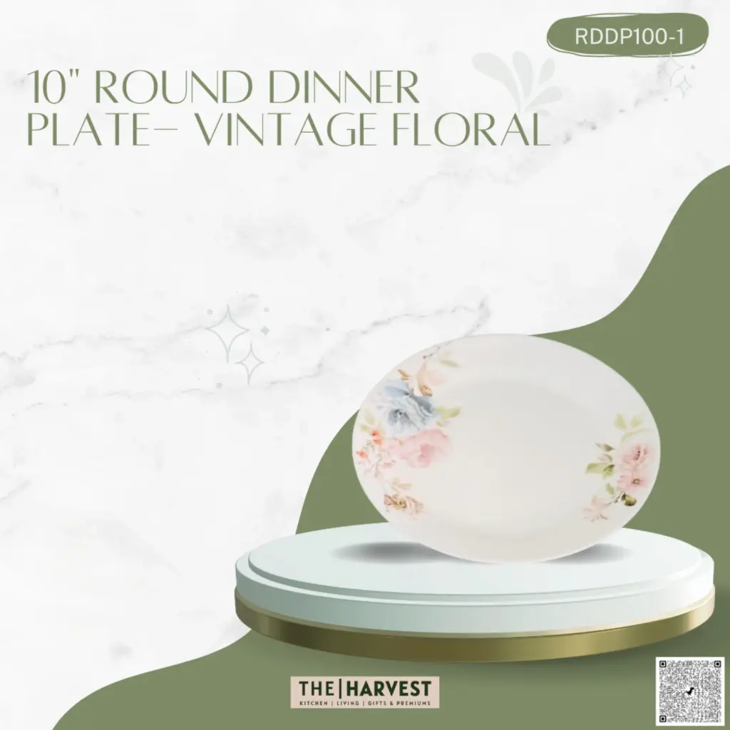 [RDDP100-1] -10" ROUND DINNER PLATE- VINTAGE FLORAL