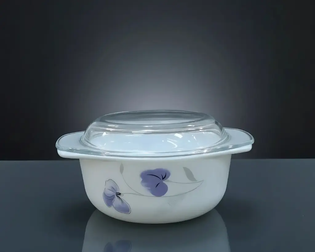 [CDL10-2] - 1L CASSEROLE WITH LID- PURPLE FLOWER