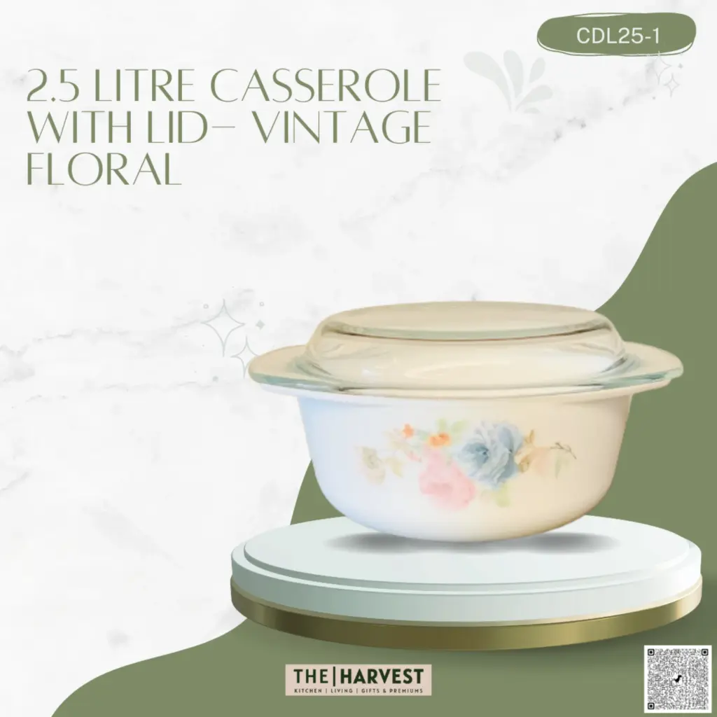 [CDL25-1] - 2.5 L CASSEROLE WITH LID- VINTAGE FLORAL