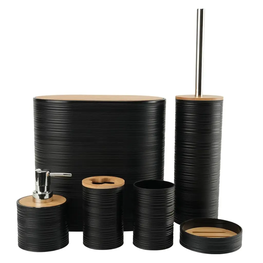 [JS4211 - 5003] - 8PCS BATHROOM SET BLACK