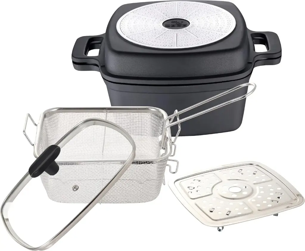 [THE HARVEST] 5 IN 1 DIE CAST 24CM GRILL & CASSEROLE PAN SET