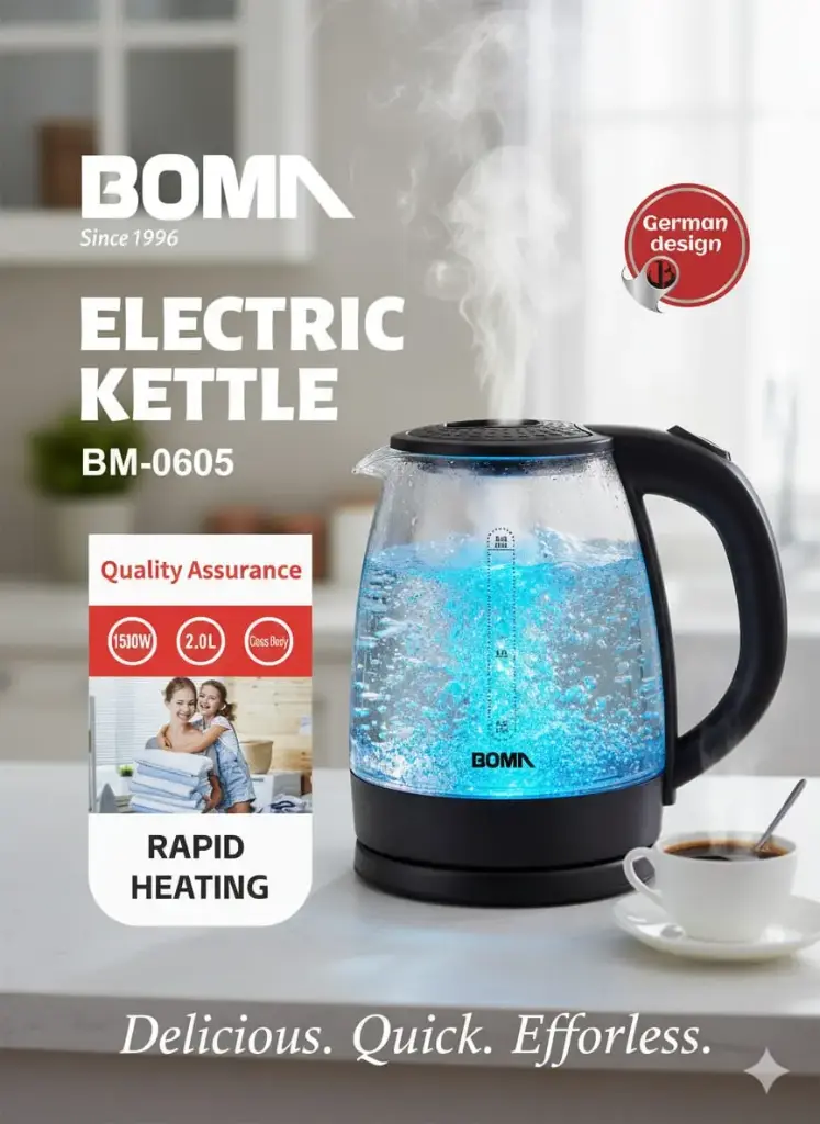 BW5578[BM0605] - BOMA BM-0605 GLASS Electric Kettle 2L/ 1500W