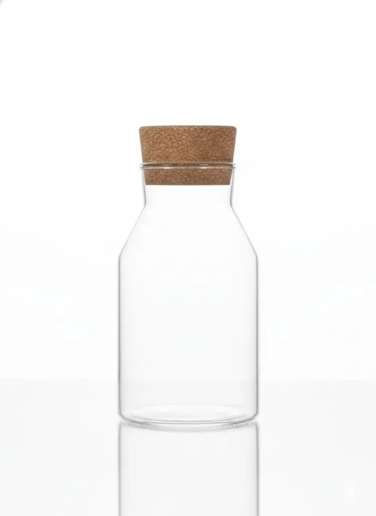 LZY5001-3[HB020] - GLASS BOTTLE WITH CORK LID: 600 ML 