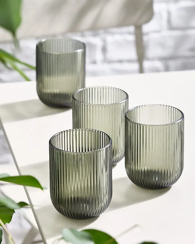 LZY5059[LV-D95] - RIBBED COLOR GLASS TUMBLER SET 