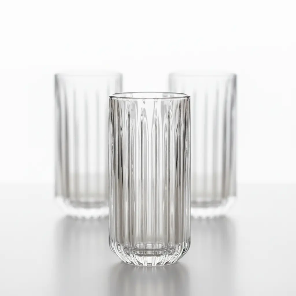 LZY5072[PK71146] - HI- BALL RIBBED GLASS TUMBLER SET : 380 ML