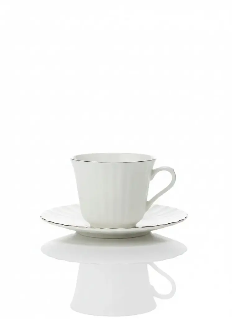 CB5517-1[BKB-190] - 6 PCS OPAL CUP AND SAUCER : SHELL INSPIRED