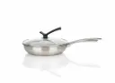 XX5606-1- TRI PLY STAINLESS STEEL FRYING PAN WITH GLASS LID :24CM