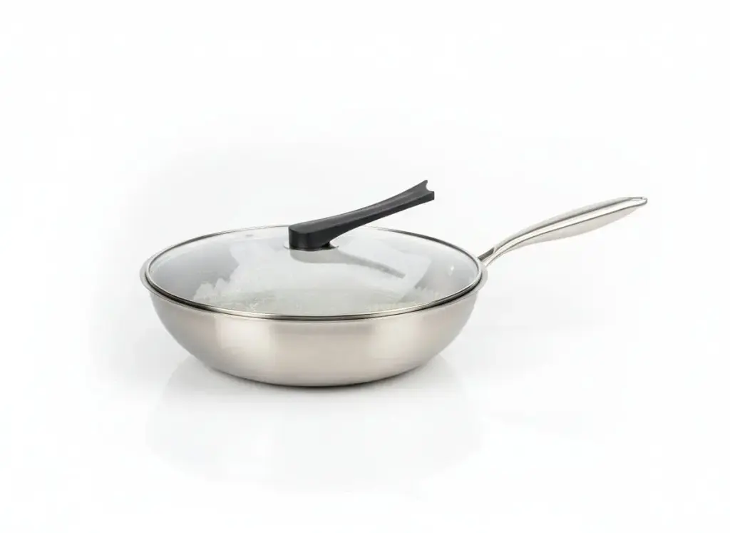 XX5607-2- SS WOK WITH GLASS LID : 34CM