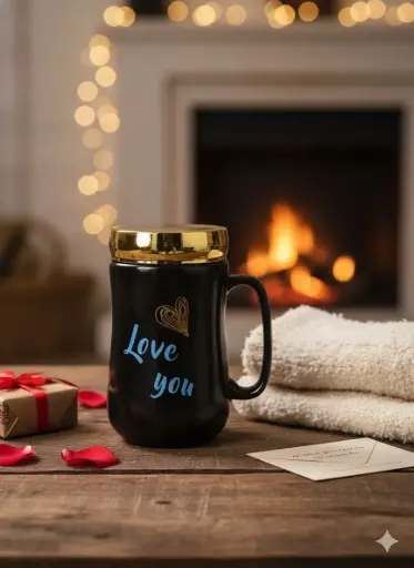 [DJ2132] DJ2132 PORCELAIN WORDINGS SERIES BLACK MUG WITH SCREW LID (WL-20)