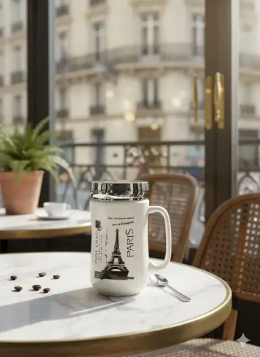 [DJ2133] DJ2133 PORCELAIN WHITE CITY SERIES MUG WITH SCREW LID (WL-21)