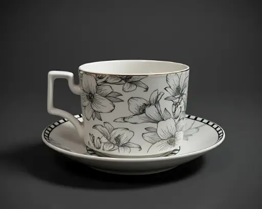 [6108] [6108] KARAKA 230ML 4PCS BONE CHINA CUP & SAUCER SET
