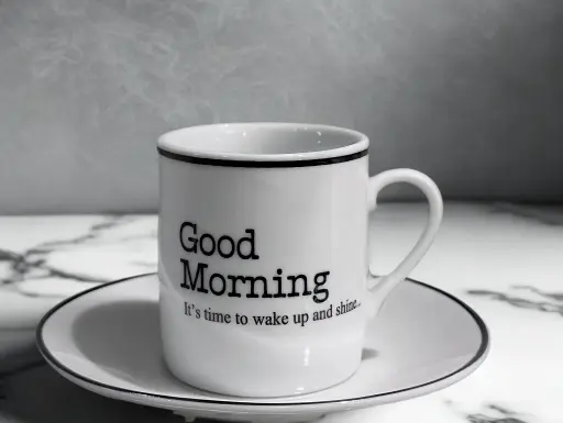 [YCS80-MFG] 80ML WHITE COFFEE 6 CUPS & SAUCER SET - MONDAY, FRIDAY, GM