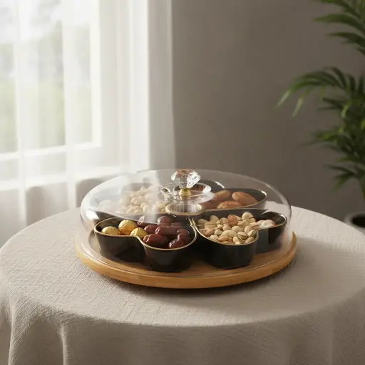 [JD2037] JD2037 PARTY TRAY 4 COMPARTMENT- BLACK (JDC8206-1)