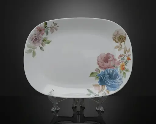[[SQP14-1]] [SQP14-1] - 14" SQUARE PLATTER- VINTAGE FLORAL