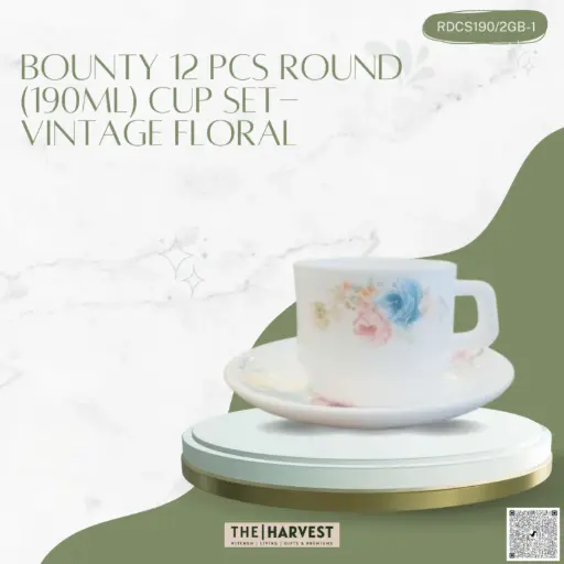 [[RDCS190-1]] [RDCS190-1] -12 PCS ROUND (190ML) CUP SET-VINTAGE FLORAL