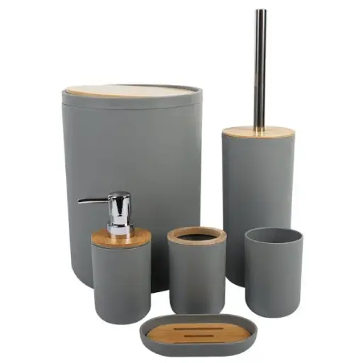 [[JS4212 - 8033]] [JS4212 - 8033] - 6PCS BATHROOM SET GREY BROWN