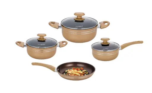 [[3381]] [3381] - 7 CERA GOURMET 7PCS CERAMIC COOKWARE SET-GOLD 