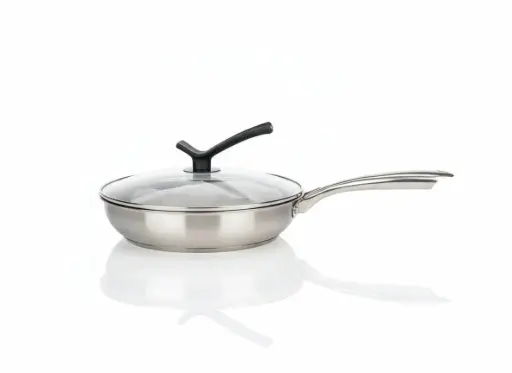 [XX5606-1] XX5606-1- TRI PLY STAINLESS STEEL FRYING PAN WITH GLASS LID :24CM