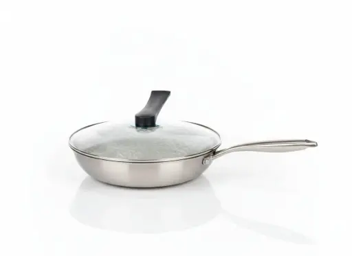 [XX5606-2] XX5606-2 - SS FRYING PAN WITH GLASS LID: 28CM